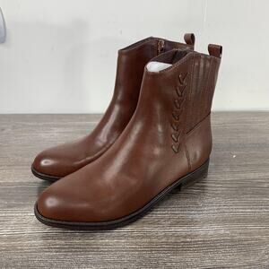 Frye And Co Junia Ankle Booties Womens Size 6 Brown Side Zip Low Heel Boots